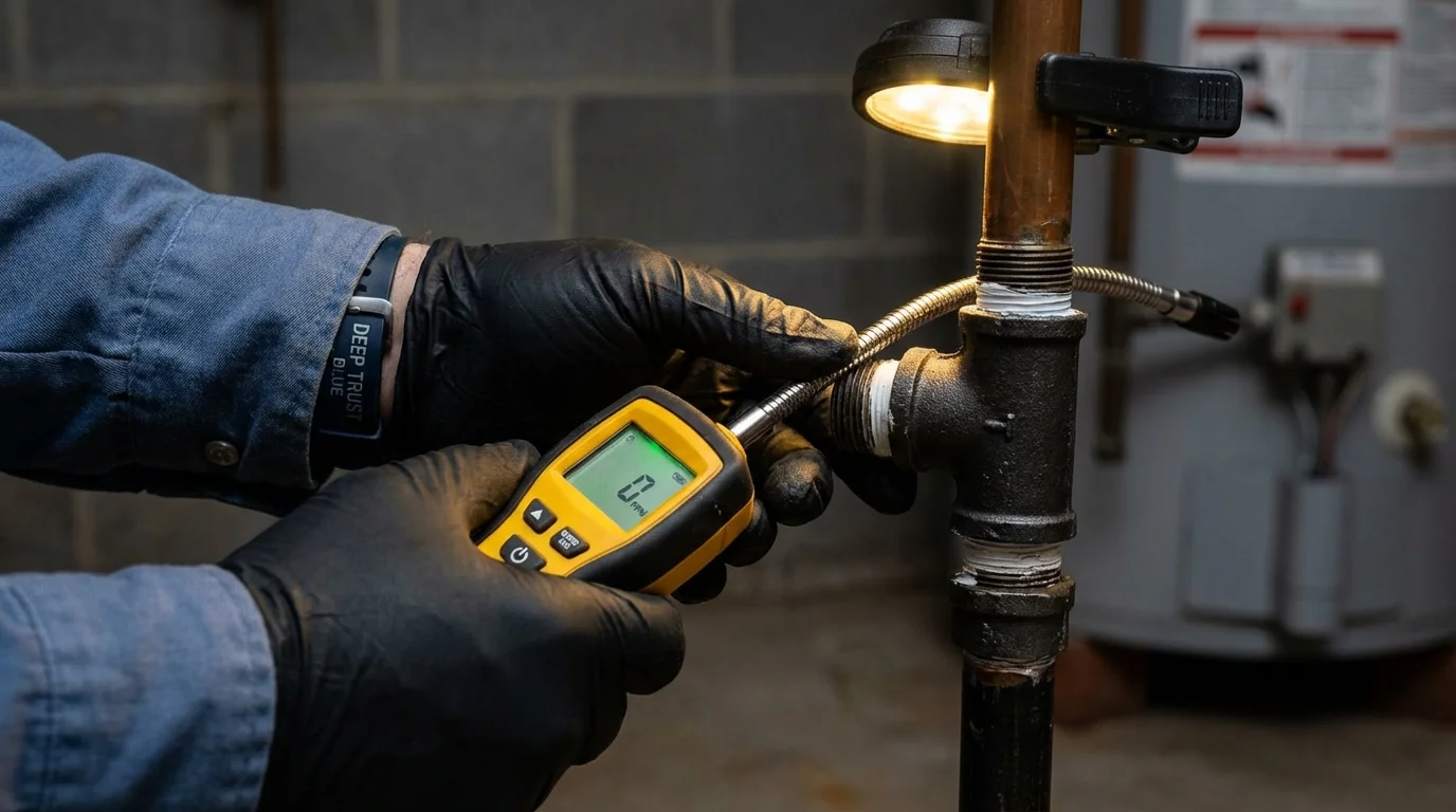 Gas leak detection with electronic sniffer by Johns Plumbing LLC in Livingston