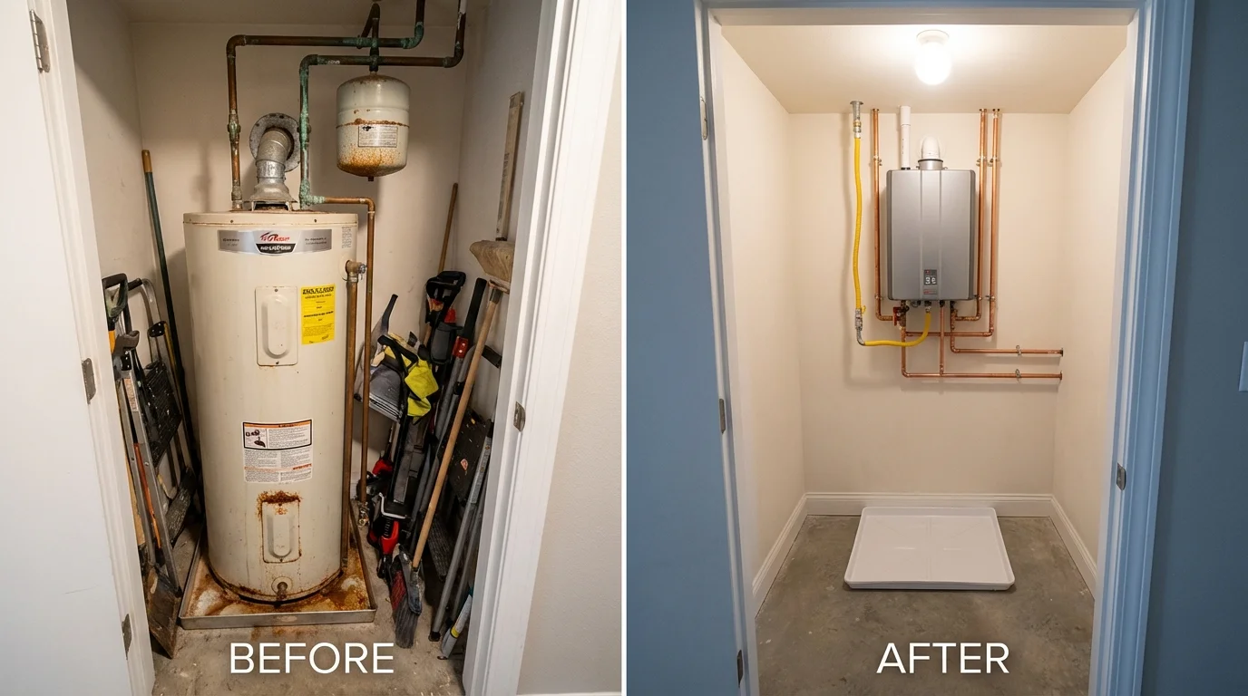 Tank water heater versus wall-mounted tankless unit comparison for Livingston, LA homeowners